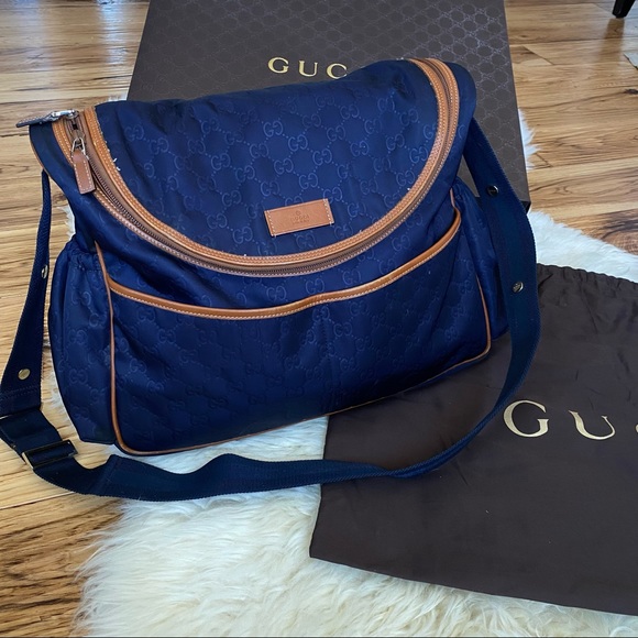 Gucci Guccissma Nylon Diaper Bag Navy Sheen Monogram - Picture 3 of 14